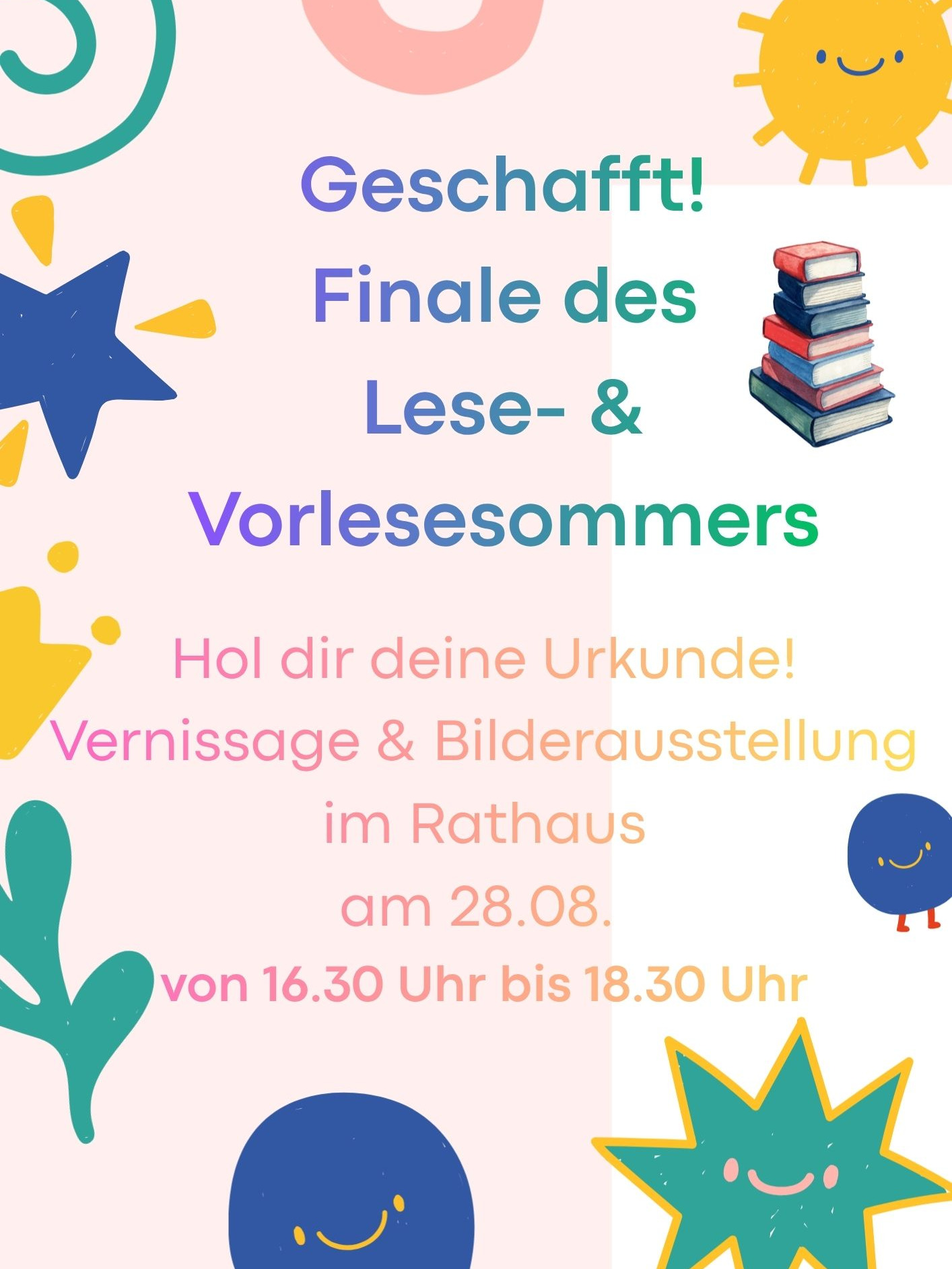 Plakat Einladung zum Finale des Lese- & Vorlesesommers