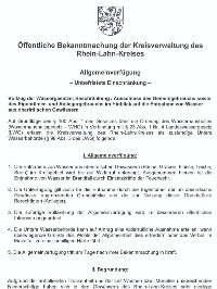 Allgemeinverfügung zur Wasserknappheit der Unteren Wasserbehörde